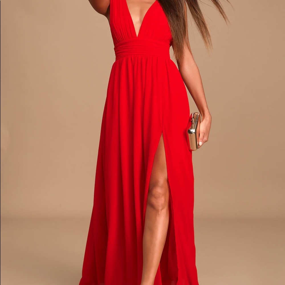 Lulus Heavenly Hues Red Maxi Dress